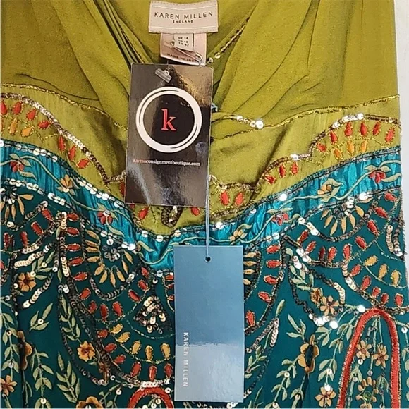 Karen Millen 100% silk Coachella Embroidered Handkerchief Dress Coachella fairy - Picture 8 of 15